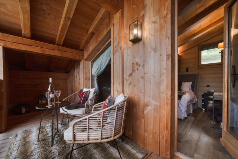 lounging in the chalet